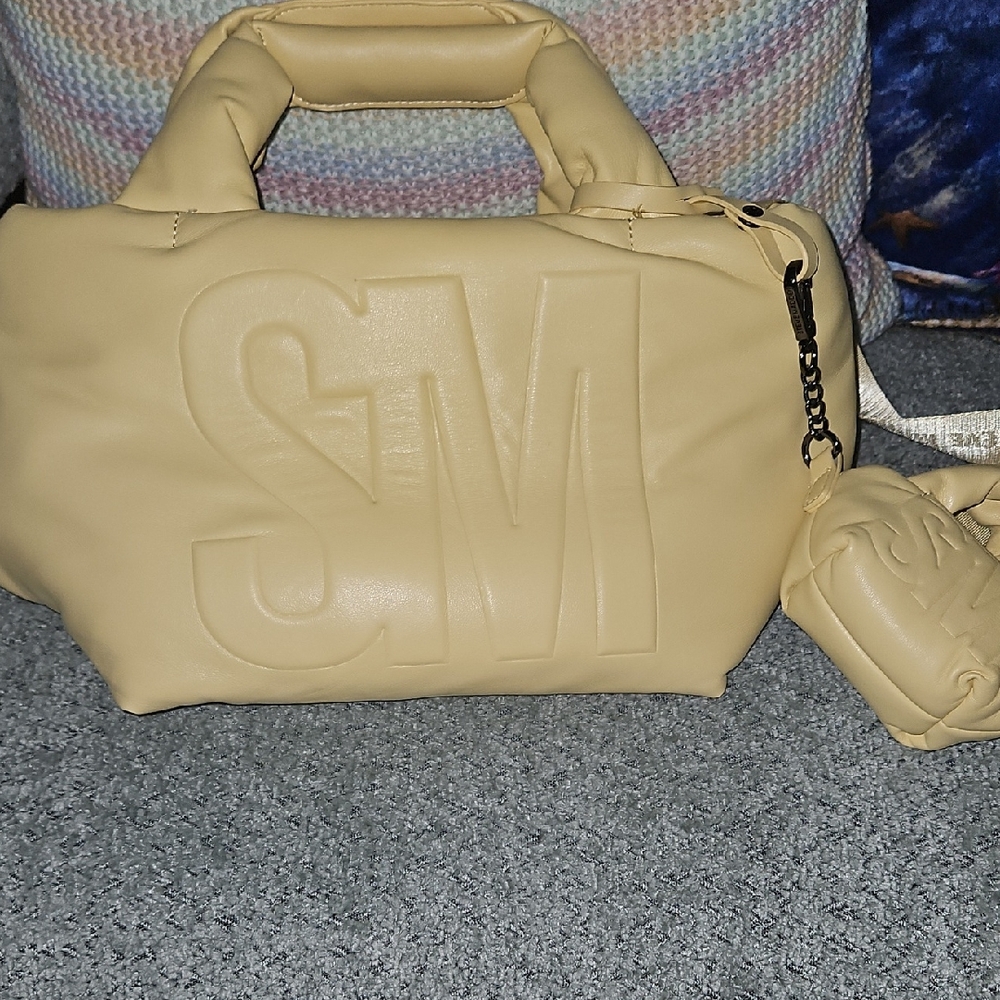 Steve Madden Yellow Handbag with Logo Strap
